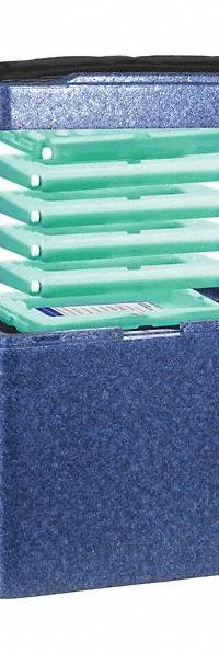Cryogenic Storage Box: 11 3/8 in Overall Lg, 9 3/4 in Overall Wd, 6 3/4 in Overall Ht, 10 L Capacity (MPN 0372643). Key specifications — Material: Polypropylene; Includes: (2) 22°C End Caps; Product Type: Transport Box; Brand: COLE-PARMER.