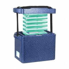 Cryogenic Storage Box: 11 3/8 in Overall Lg, 9 3/4 in Overall Wd, 6 3/4 in Overall Ht, 10 L Capacity (MPN 0372643). Key specifications — Material: Polypropylene; Includes: (2) 22°C End Caps; Product Type: Transport Box; Brand: COLE-PARMER.