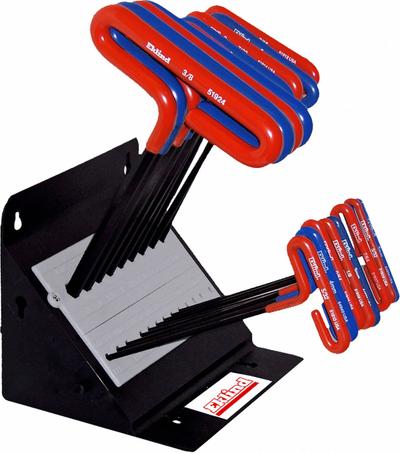 EKLIND Hex Key: 16 or More Pieces, Hex T, T, Metric and SAE, Std End, Long, 18 Pieces - T-Shaped Hex Key Sets