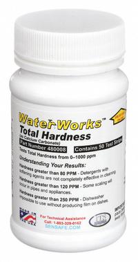 INDUSTRIAL TEST SYSTEMS Test Strips: Total Hardness, 0 to 1,000 ppm Total Hardness, Strip, 50 Tests (MPN 480008). Key specifications — Test Form: Strip; Brand: INDUSTRIAL TEST SYSTEMS; Parameter Measurements Included: 0 to 1,000 ppm Total Hardness.