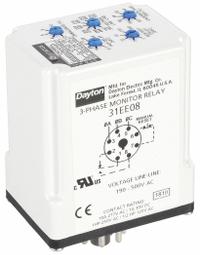 DAYTON Phase Monitor Relay: Socket Mounted, 10 A Current Rating, 190 to 500V AC, 8 Pins/Terminals (MPN PMPU-B18). Key specifications — Monitored Parameters: Phase Unbalance; Manufacturer Part Number: PMPU-B18; Brand: DAYTON.
