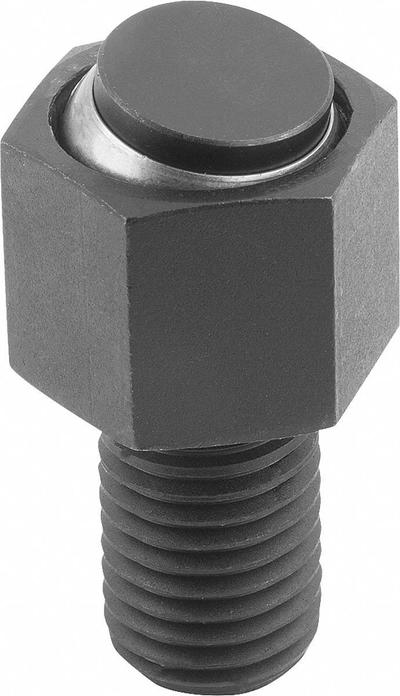 KIPP Threaded Gripper w/Flat Pad: Steel Pad, M20, 30 mm Thread Lg, 20 mm Pad Dia - Threaded Grippers with Flat Steel Pad