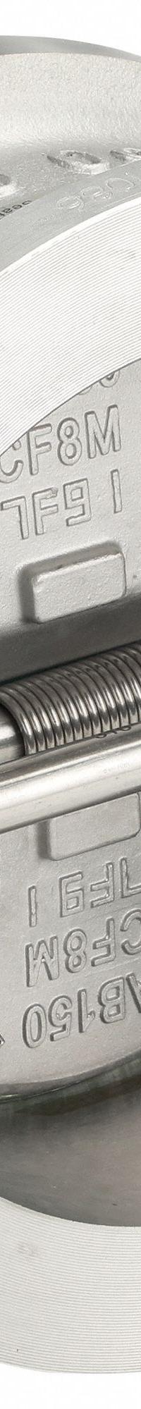KECKLEY Check Valve: Double Disc, Inline Valve Body, 6 in Pipe Size, Wafer, CF8M Stainless Steel (MPN DD2R-36-364IX-600). Key specifications — Brand: KECKLEY.