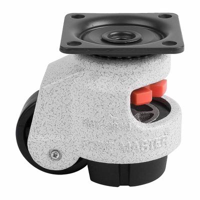 FOOT MASTER Plate Caster: Nylon Tread, 42 mm Wheel Dia, 71 mm Mounting Ht - General Purpose Leveling Plate Casters