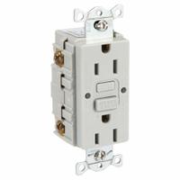 HUBBELL GFCI Receptacle: Duplex, 5-15, Gray, GFCI, 125V AC, 15 A, 2 Pole / 3 Wire (MPN GFRWR15GRY)