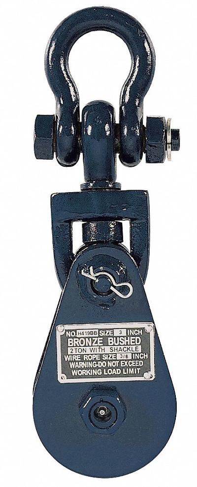 B/A PRODUCTS CO. Pulley Block: Swivel, Lifting, 2,000 lb Working Load Limit, Wire Rope - Shackle-Attached Snatch Blocks