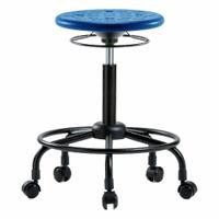 Stool: Polyurethane, Ht Range 22 1/2 in to 30 1/2 in, 13 in Seat Wd, 13 in Seat Dp, 0 Glides, Blue (MPN IPMBSO-RT-RC-BLU). Key specifications — Brand: APPROVED VENDOR; Foot Support: Yes; Base Material: Steel; ESD-Safe: Not ESD Safe; Number of Casters: 5.
