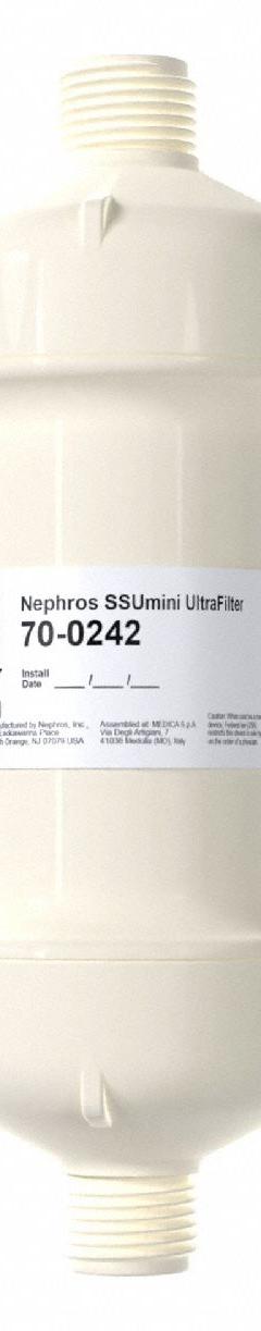 NEPHROS Inline Water Filter: 0.005 micron Micron Rating, Medisulfone, 1/4 in_3/8 in Connection Size (MPN 70-0242). Key specifications — Brand: NEPHROS; Compatible Product Type: Medical Equipment; Reduces: Bacteria.