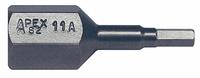 APEX Insert Bit: Insert Bit, Imperial, Hex Head, Std, 1 3/8 in Overall Lg, Impact Rated, Square (MPN SZ-11-A). Key specifications — attr1119811: S2 Steel; attr1119815: Square; attr1119817: Standard; attr1119818: APEX; attr1119810: Impact Rated.