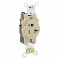 LEVITON Hospital Grade Receptacles: Hospital Grade, Single, 5-20R, Ivory, 125V AC, 20 A (MPN 8310-I)