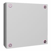 RITTAL Enclosure: Light Gray, Steel, 11 in x 11 in x 5 in, NEMA 1/12/3R/4, Solid Cover (MPN 1507000). Key specifications — Color: Light Gray; Cover Style: Solid; Includes: Mini Cam Lock; NEMA Enclosure Rating: 12; Brand: RITTAL.
