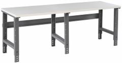 TENNSCO Workbench: Adj Ht, Plastic, 96 in x 36 in, 2,400 lb Overall Load Capacity, Gray (MPN WBA-1-3696P). Key specifications — Brand: TENNSCO.