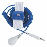 DESCO Static Control Wrist Strap: Polypropylene, Dark Blue, 13 in Strap Lg - Max, 1 Strap Conductors (MPN 09100). Key specifications — attr1050606: Dark Blue; attr1050611: DESCO; attr1057990: Coiled.