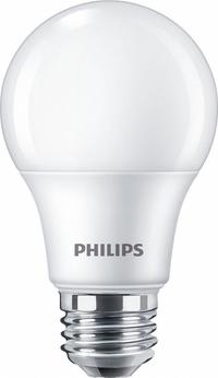 PHILIPS Compact LED Bulb: Medium Screw (E26), LED, (A) Classic, A19, 5 W Watt, 5000K, Frosted, 120V (MPN 5A19/CNG/850/FR/P/E26/D 12/1CT). Key specifications — attr233510: A19; attr233525: 120V; attr233549: Frosted; attr518949: 5000K; attr239859: PHILIPS.