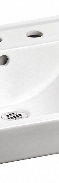 AMERICAN STANDARD Bathroom Sink: Decorum®, White, Vitreous China, 18 1/4 in Overall Lg, Widespread (MPN 9024008EC.020). Key specifications — Series: Decorum®; Includes: Rear Overflow, Recessed Self-Draining Deck, Concealed Arm or Wall Support(Wall Hanger Included); Color: White; Brand: AMERICAN STANDARD; Sink Type: Bathroom; Material: Vitreous China; Sink Material: Ceramic.