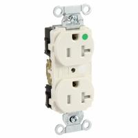 HUBBELL Receptacle: Hospital Grade Fed. Spec., Duplex, 5-20R, Light Almond, 125V AC, 20 A (MPN 8300LATRA)