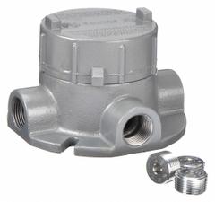 Conduit Outlet Body: Aluminum, GE, 3/4 in Trade Size, XTF Body, 19 cu in Body Capacity (MPN GECXTF-2). Key specifications — Series: For Standard Body; Compatible Conduit Trade Size: 3/4 in; Thread Gender: Female; Hub Style: Threaded; Cover Included: Yes; Body Style: XTF; Connection Type: Threaded; Back Type: Flat.