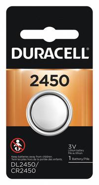 DURACELL Coin Cell Battery: 2450 Battery Size, Lithium, 600 mAh Capacity, 3V DC, 0.961 in Dia (MPN DL2450BPK). Key specifications — Voltage - Batteries: 3V DC; Battery Chemistry: Lithium; Product Type: Coin Cell Battery; Battery Size: 2450; Brand: DURACELL; Voltage - Subhead: 3V DC.