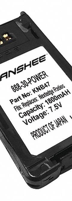 BANSHEE Radio Battery: Fits Kenwood, For NX-200/NX-300/NX-410 Series, 2,000 mAh, Lithium Ion, QKB-47. Key specifications — Manufacturer Part Number: QKB-47; Brand: BANSHEE; Compatible Radio Brand: Kenwood; Battery Type: Lithium Ion; Waterproof: No; Compatible Radio Series: NX-410; Compatible Radio Type: Handheld; Compatible Radio Manufacturer Model Number: KNB47.