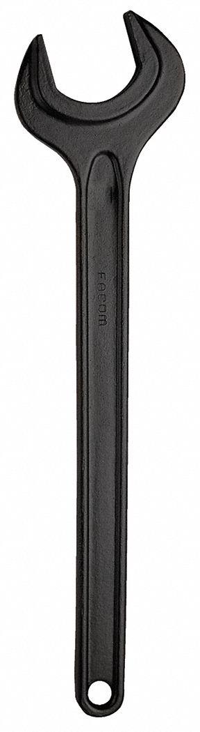 FACOM Open End Wrench: Carbon Steel, Black Oxide, 34 mm Head Size, 12 1/4 in Overall Lg - Metric, Single End, Open End Wrenches
