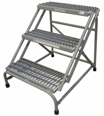 COTTERMAN Step Stool: 3 Steps, 2.5 ft Overall Ht, 500 lb Load Cap, Steel - Rigid Step Stools
