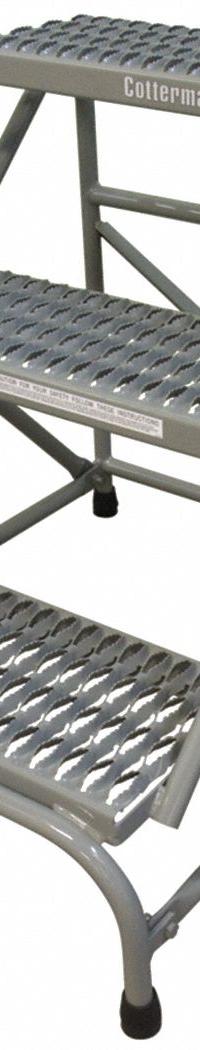 COTTERMAN Step Stool: 3 Steps, 2.5 ft Overall Ht, 500 lb Load Cap, Steel, 2.5 ft Standing Ht (MPN 1403N3234A3E10B1C1P1). Key specifications — Brand: COTTERMAN; Color: Gray; Includes: Replacement Foot Pads.