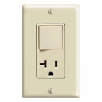 Combination Switch/Outlet: Rocker Switch, 5-20R, White, 120V AC, 20 A (MPN 5636-I). Key specifications — Brand: LEVITON.
