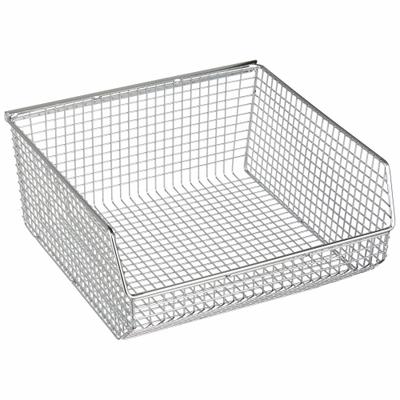 QUANTUM STORAGE SYSTEMS Hang and Stack Bin: 11 in x 10 3/4 in x 5 in, Silver - Vented Metal Wire-Mesh Bins
