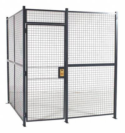 RAPIDWIRE Welded Partition Cage: 8 ft W x 10 ft D 10 ft H, Gray, 4 Sides - WireCrafters Welded-Wire