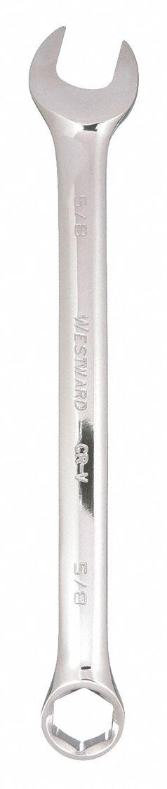 WESTWARD Combination Wrench: Alloy Steel, Chrome, 5/8 in Head Size, 8 1/4 in Overall Lg - SAE 6-Point Combination Wrenches