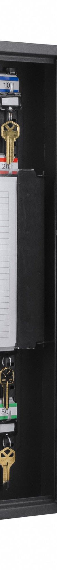 Key Cabinet: 100 Key Capacity, Single Key Lock, Steel, Black, 21 3/4 in Ht, 14 3/4 in Wd, 3 in Dp (MPN CB12964). Key specifications — Brand: BARSKA; Finish: Matte; Includes Key Tags: Includes Key Tags; Includes Mounting Hardware: Mounting Hardware Included; Color: Black; Mounting Location: Wall; Material: Steel.