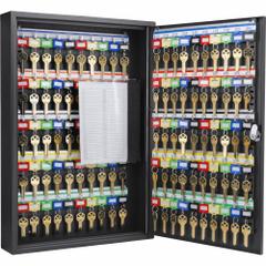 Key Cabinet: 100 Key Capacity, Single Key Lock, Steel, Black, 21 3/4 in Ht, 14 3/4 in Wd, 3 in Dp (MPN CB12964). Key specifications — Brand: BARSKA; Finish: Matte; Includes Key Tags: Includes Key Tags; Includes Mounting Hardware: Mounting Hardware Included; Color: Black; Mounting Location: Wall; Material: Steel.