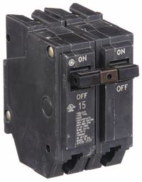 GE Miniature Circuit Breaker: THQL, 15 A, 120/240V AC, Single Phase, 10kA at 120/240V AC, Std (MPN THQL2115). Key specifications — Amps: 15 A; AC Voltage Rating: 120/240V AC; Phase: Single; Max. AIR Rating: 10kA at 120/240V AC; For Use With: Power Mark Gold Load Centers and AQ Lighting Panels.