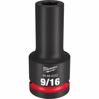 MILWAUKEE Deep Impact Socket: 3/4 in Drive Size, SAE, 9/16 in Socket Size, 6-Point - 3/4" Drive Impact Sockets