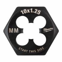 MILWAUKEE Hex Threading Die: M10x1.25 Metric, 1 in Hex Wd, Black Oxide Carbon Steel (MPN 49-57-5353)