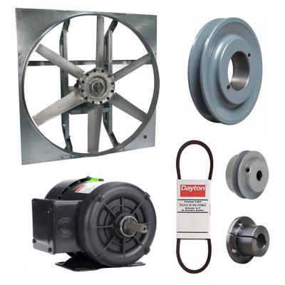 Dayton Exhaust Fan with Drive Package: Belt Drive, 24 in Blade, 1/2 hp, 6,469 cfm - Belt-Drive Panel Exhaust Fans with Drive Package