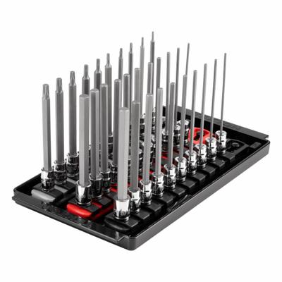 TEKTON Socket Set: 26 - 50 Pieces, 1/4 in Drive Size, 31 Pieces, 9 3/4 in Overall Lg - Multi-Tip Shape Bit Socket Sets