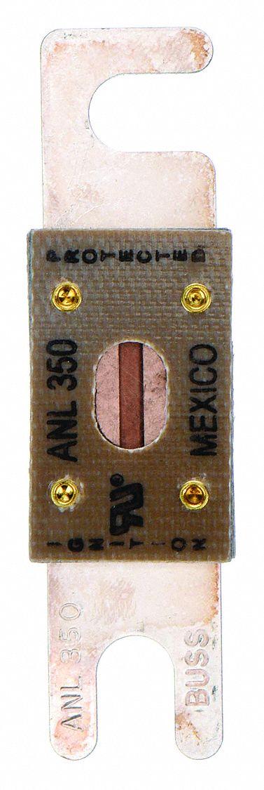 BUSSMANN Forklift Limiter Fuse: ANL Series, Bolt-On, Fast-Acting, 350 A, 80 V DC - Fast-Acting & General Purpose Bolt-On Fuses