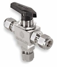 HAM-LET Manual Three-Way Ball Valve: 1/8 in, 316 Stainless Steel, L Flow, Std Port Ball Port, Wedge (MPN H-6800-SS-L-1/8-RCST). Key specifications — Brand: HAM-LET; Handle: Wedge.
