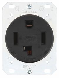 BRYANT Receptacle: Single, 14-30, Black, 125/250V AC, 30 A, 3 Pole / 4 Wire (MPN 9430FR)