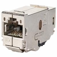 METZ CONNECT Coupler Module: Cat6A, Data/HDBaseT/Power, 8 Poles, Straight, Cable, Female Straight (MPN 1309A0-I). Key specifications — Housing Material: Zinc Die-Cast; Mounting Type: Cable; Connector Color: Metallike; Performance Category: Cat6A; Application: HDBaseT; Connector Gender: Female; Connector Orientation: Straight; RJ45 Connector Type: E-DAT Module Coupler.
