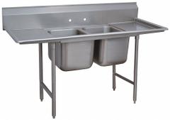 ADVANCE TABCO Scullery Sink: 2 Bowls, 42 in Overall Ht, 85 in Overall Lg, 27 in Overall Wd (MPN 9-2-36-24RL). Key specifications — Brand: ADVANCE TABCO.