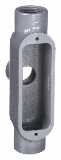 Conduit Outlet Body: Iron, 2 in Trade Size, TB Body, 70 cu in Body Capacity, Threaded Hub (MPN OTB-6M). Key specifications — Finish: Powder Coated; Includes: Stainless Steel Screws; For Use With: IMC; Brand: HUBBELL KILLARK; Hub Style: Threaded; Mfr. Series: O.