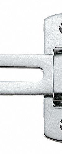 SUGATSUNE Bar Latch: Bar Latch, Slide Bar, 22 mm Max Shackle Dia, Steel, 4 Mounting Holes, Silver (MPN SSL-100). Key specifications — Brand: SUGATSUNE; Color: Silver; Finish: Polished; Latch Type: Slide Bar; Hardware Included: Yes; Material: Steel; Product Type: Bar Latch.
