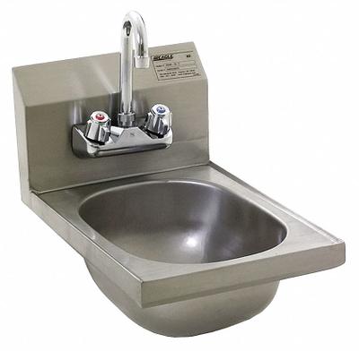 EAGLE GROUP Hand Sink: 1 Stations, 6 3/4 in Bowl Dp, 13 1/2 in Bowl Lg, 9 3/4 in Bowl Wd - One-Station Wall-Mounted Hand Sinks with Faucets
