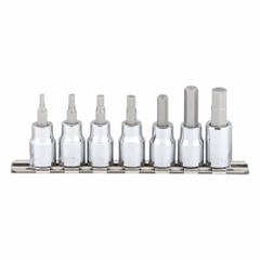 SK PROFESSIONAL TOOLS Socket Bit Set: 1 - 25 Pieces, 3/8 in Drive Size, 7 Pieces, Replaceable Insert (MPN 19723). Key specifications — attr1216280: Replaceable Insert; attr1216283: SK PROFESSIONAL TOOLS; attr1225718: 1/8 in to 3/8 in; attr1227491: 3/8 in.