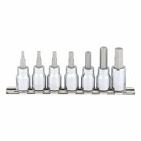 SK PROFESSIONAL TOOLS Socket Bit Set: 1 - 25 Pieces, 3/8 in Drive Size, 7 Pieces, Replaceable Insert (MPN 19723). Key specifications — attr1216280: Replaceable Insert; attr1216283: SK PROFESSIONAL TOOLS; attr1225718: 1/8 in to 3/8 in; attr1227491: 3/8 in.
