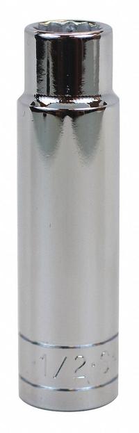 SK PROFESSIONAL TOOLS Socket: SAE, 1/2 in Drive Size, 1/2 in Socket Size, 12-Point, Deep, Chrome (MPN 40816). Key specifications — attr1204417: SK PROFESSIONAL TOOLS; attr1204392: Chrome.