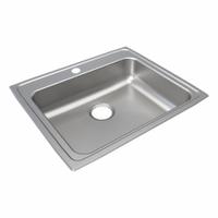 JUST MANUFACTURING Bowl Drop-In Sink: 25 in Overall Lg, 21 1/4 in Overall Wd, 6 1/2 in Bowl Dp (MPN SLFADA2125A651-J). Key specifications — Brand: JUST MANUFACTURING; Color Family: Silver/Gray.