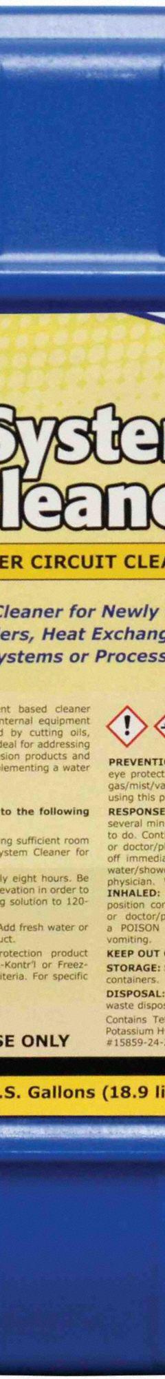 NU-CALGON Flush Solvent: 5 gal Pail, Liquid, Yellow (MPN 4370-08). Key specifications — Fluid Color: Yellow; Form: Liquid; Container Type: Pail; Brand: NU-CALGON; Series: System Cleaner; Product Type: Flush Solvent.